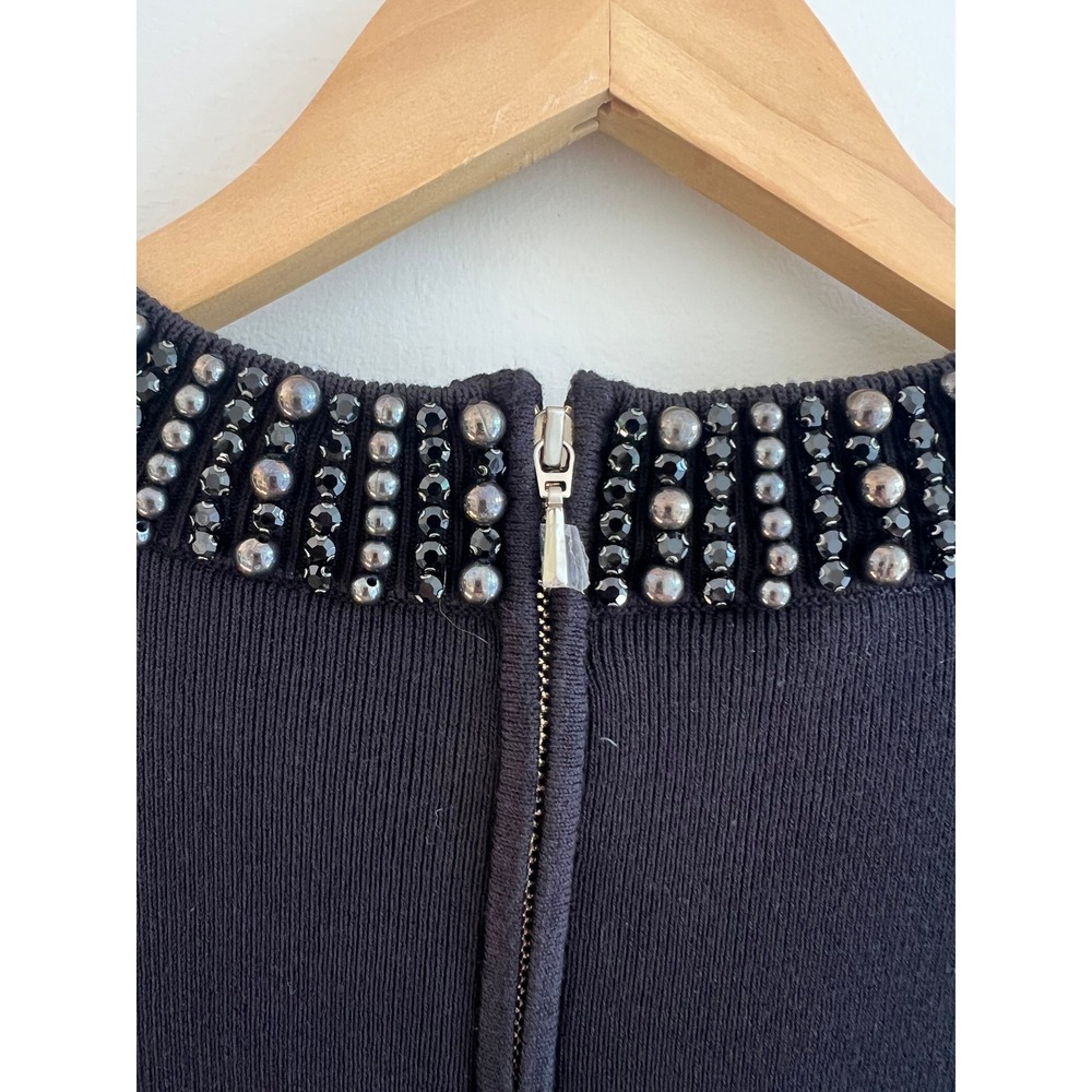 NWT Talbots Black Embellished Beaded Neck Knit Top LP Quiet Luxury Business - Picture 11 of 12